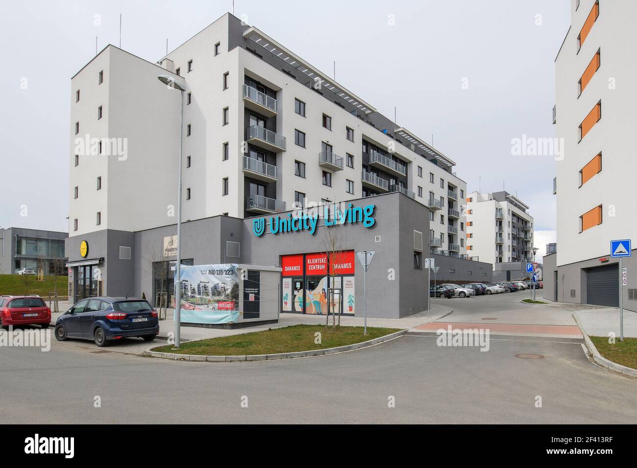 Pilsen, Czech Republic. 18th Mar, 2021. Apartment buildings of the