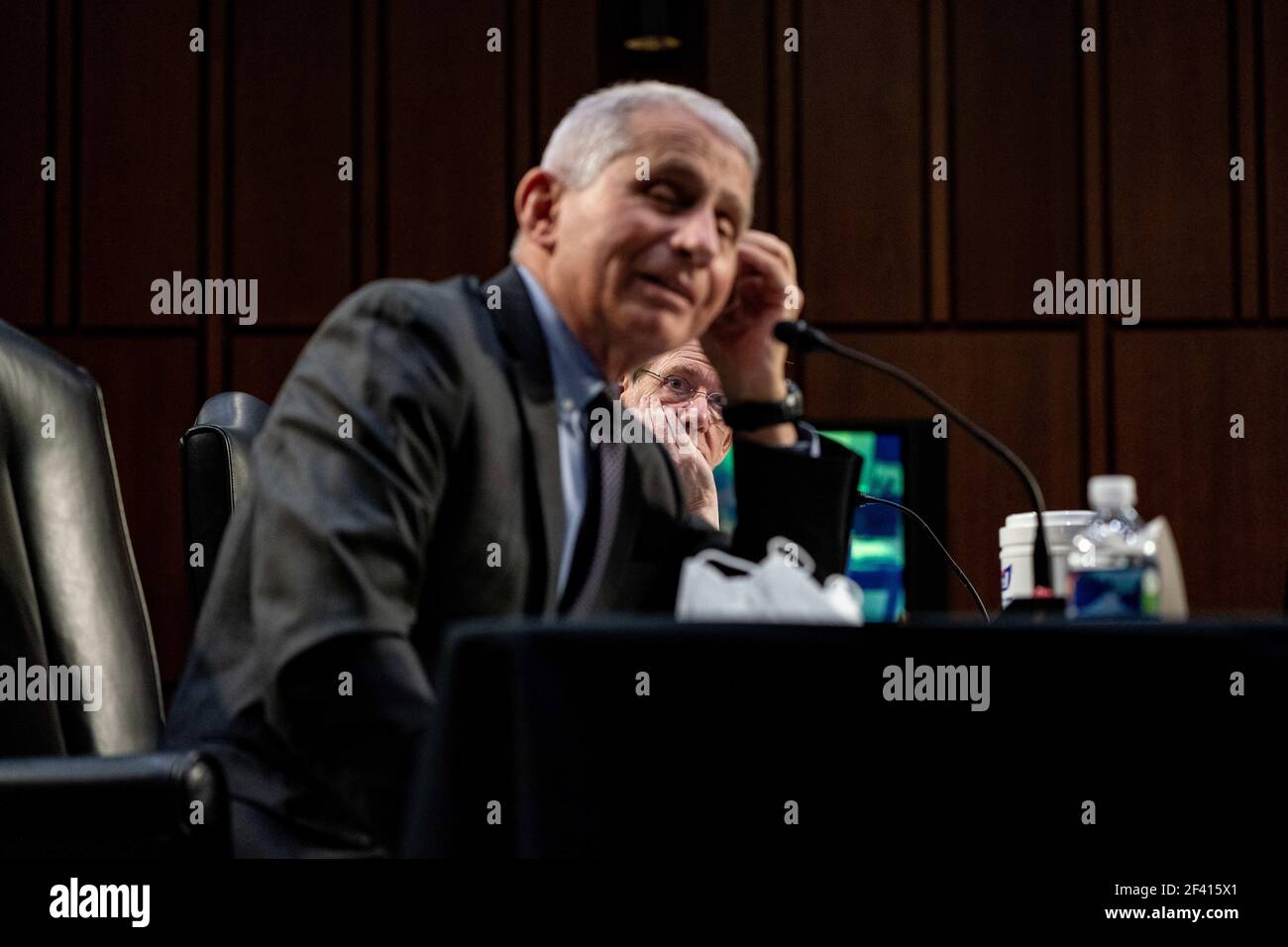 Washington, USA. 18th Mar, 2021. Dr. David Kessler, Chief Science Officer of the White House COVID-19 Response Team, listens during a hearing, with the Senate Committee on Health, Education, Labor, and Pensions, on the Covid-19 response, on Capitol Hill in Washington March 18th, 2021. (Photo by Anna Moneymaker/Pool/Sipa USA) Credit: Sipa USA/Alamy Live News Stock Photo