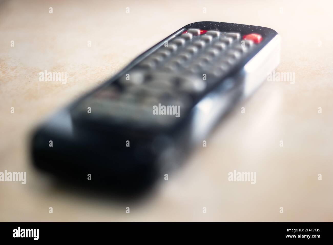 TV remote control selective focus, very shallow DOF Stock Photo