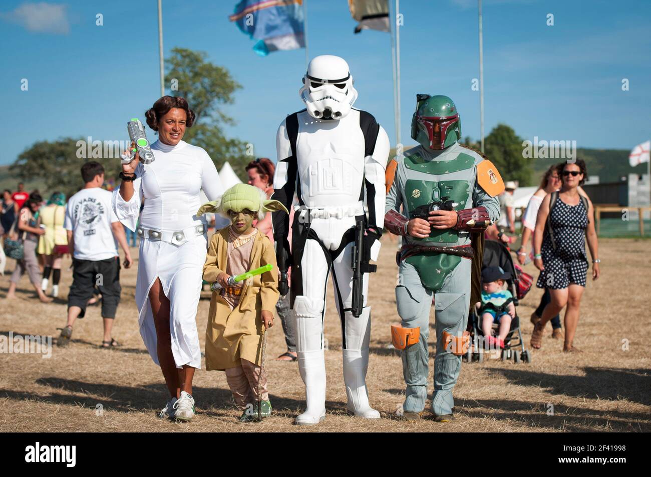 Festival goers in Star Wars fancy dress on day 3 of Camp Bestival 2014, Lulworth Castle - Dorset Stock Photo