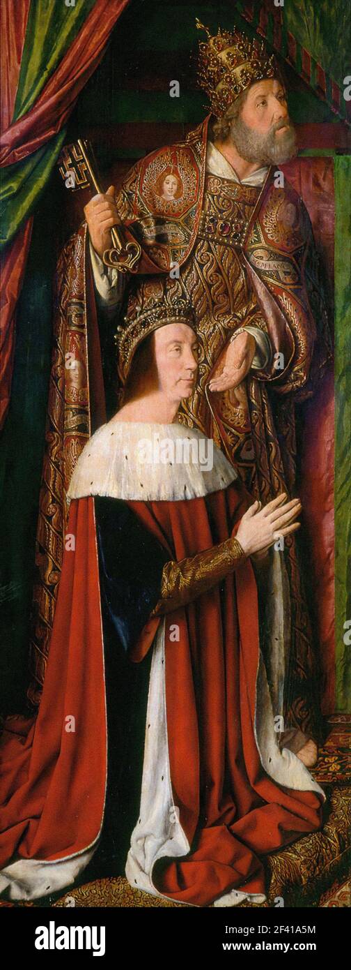 Jean Hey (called Master of Moulins) - Peter II De Beaujeu Bourbon with St Peter Left Wing Bourbon Altarpiece 1498 Stock Photo