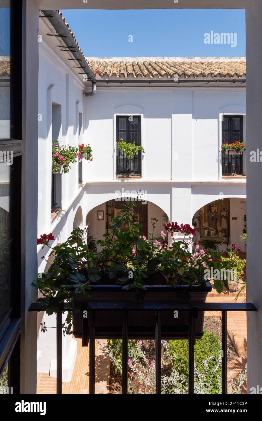 A vertical shot of the white building of La Rabida Monastery in Huelva ...