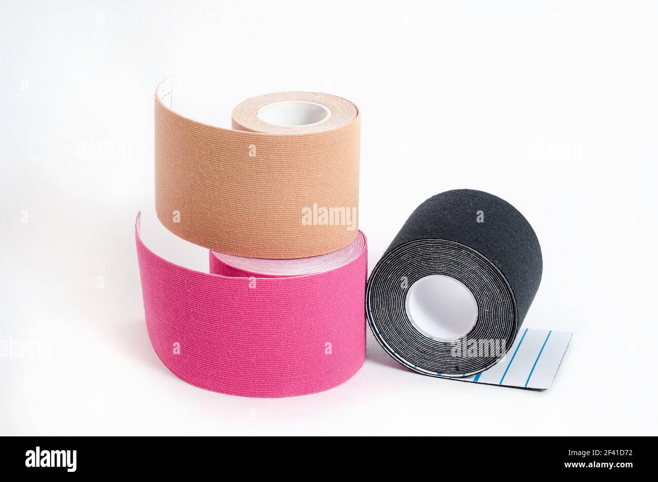 Kinesiological multicolored tapes for fixing muscles during sports and