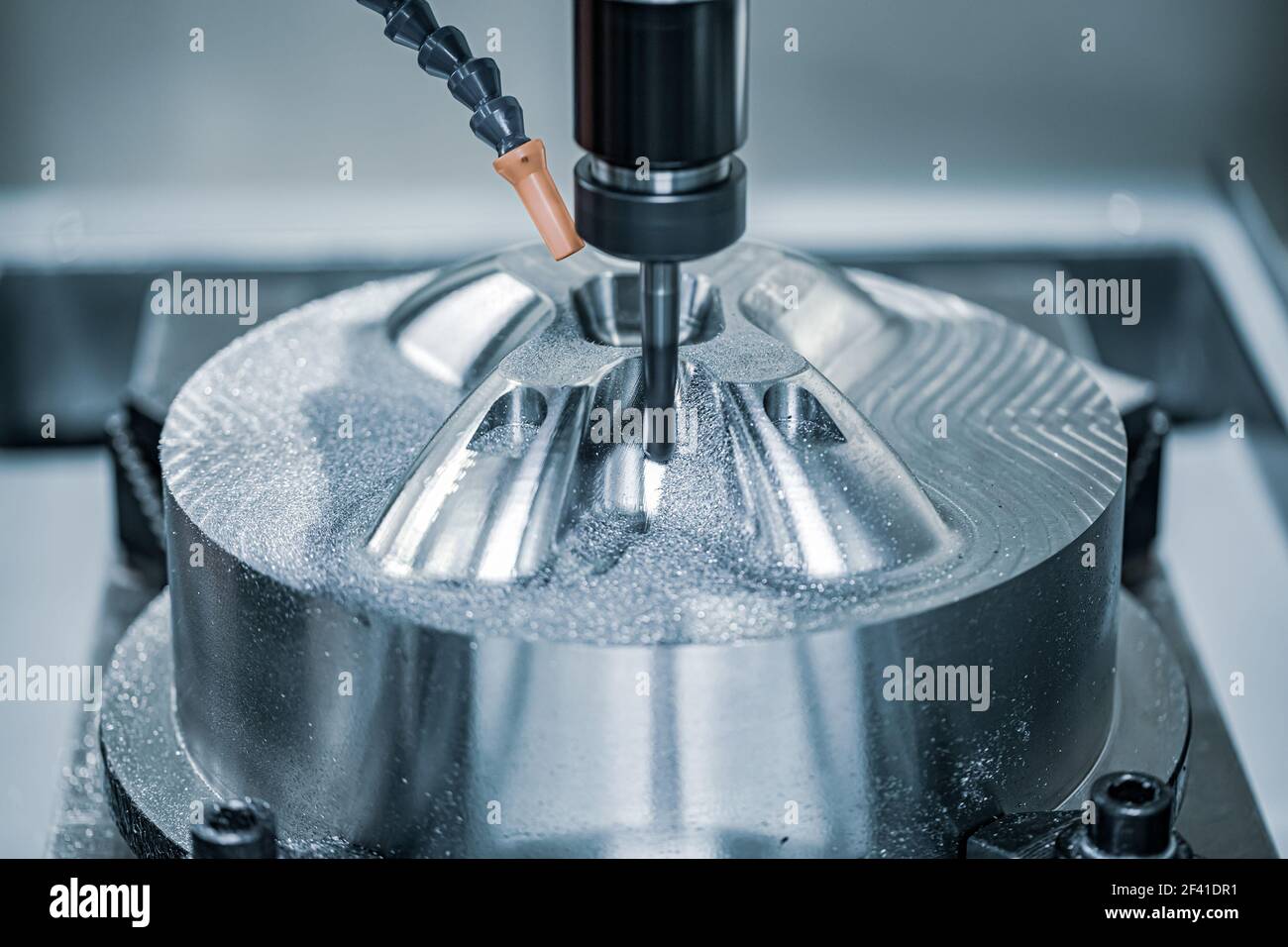 Metalworking CNC lathe milling machine. Cutting metal modern processing