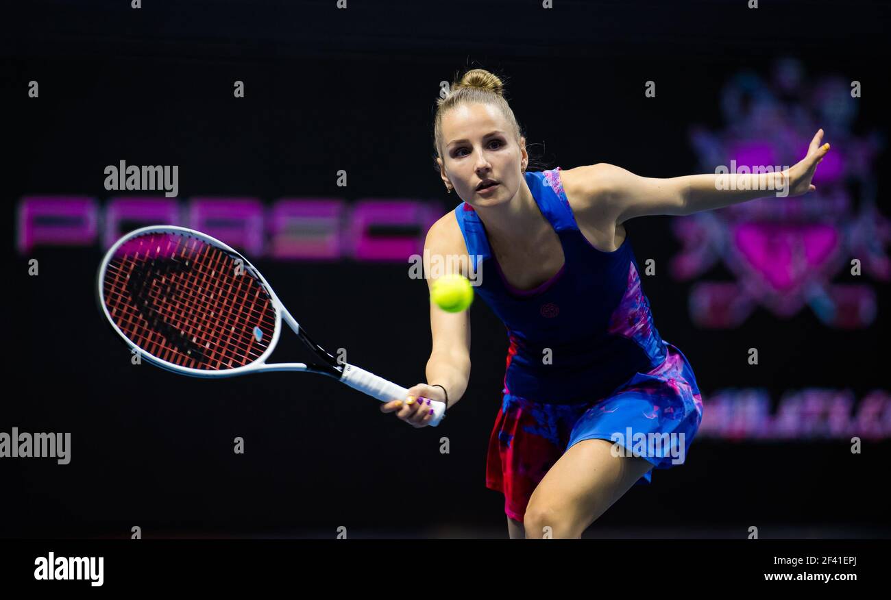 Daria Mishina of Russia during the first round of the 2021 St Petersburg  Ladies Trophy, WTA 500 tennis tournament on March 16, 2021 at the Sibur  Arena in St Petersburg, Russia -