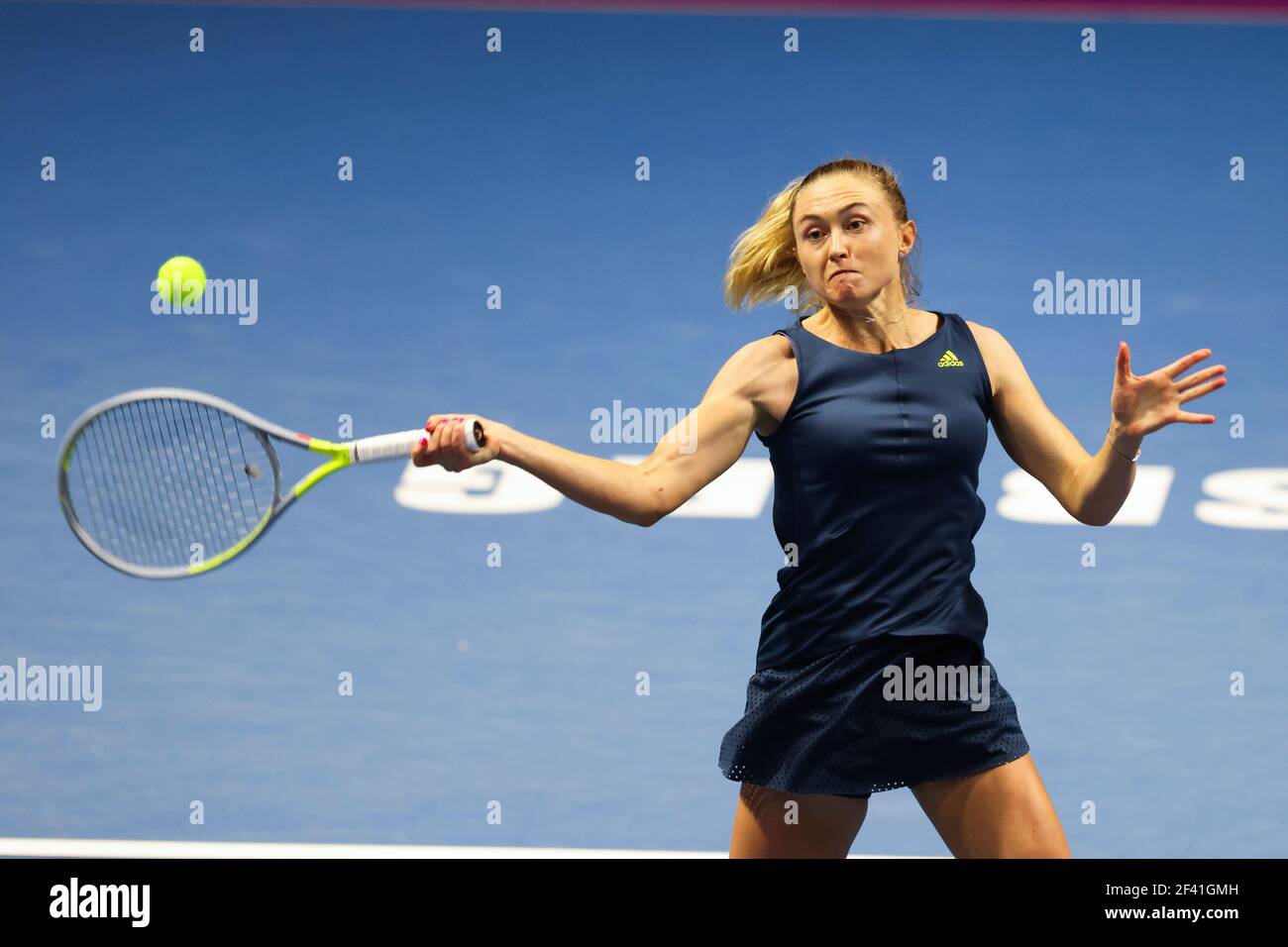 Aliaksandra Sasnovich of Belarus playing against Daria Kasatkina of Russia during the St.Petersburg Ladies Trophy 2021 tennis tournament at Sibur Arena