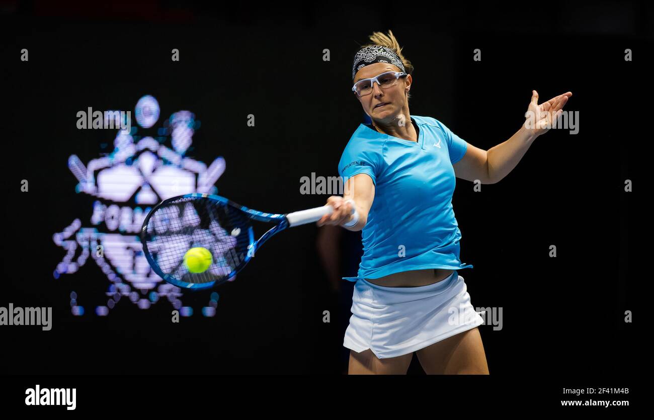 Kirsten Flipkens of Belgium during the first round of the 2021 St Petersburg Ladies Trophy, WTA 500 tennis tournament on March 16, 2021 at the Sibur Arena in St Petersburg, Russia - Photo Rob Prange / Spain DPPI / DPPI / LiveMedia Stock Photo