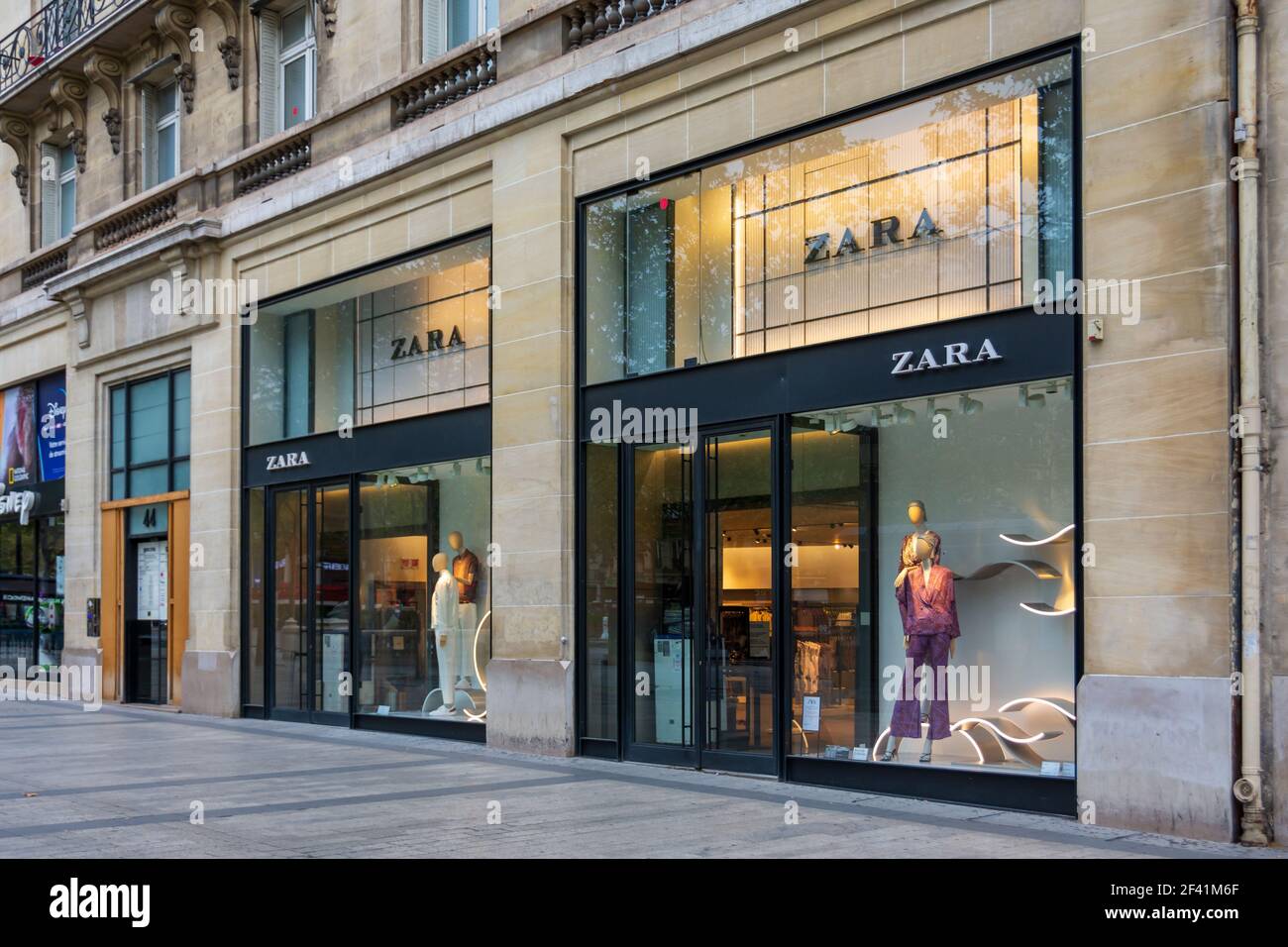 Facade of Zara store on avenue des Champs-Elysees, Paris, France Stock Photo