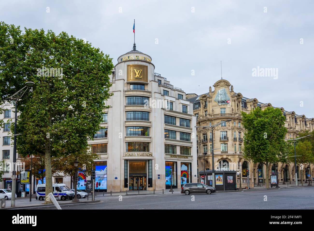 Louis Vuitton building on the avenue des Champs-Elysees, Paris, France Stock Photo