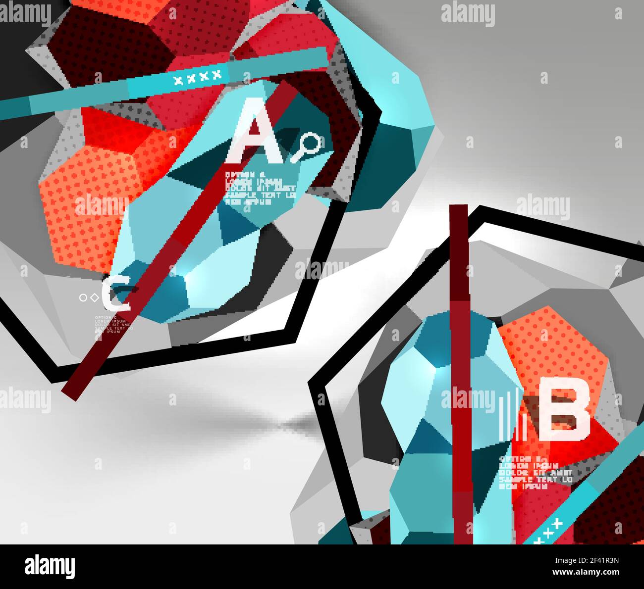 3d hexagon geometric composition, geometric digital abstract background ...