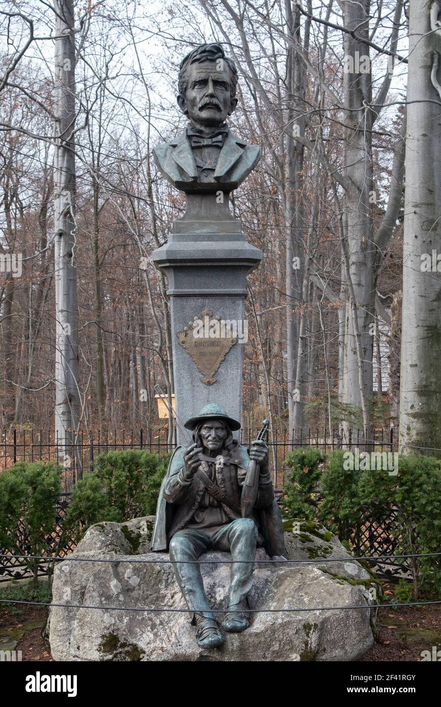 Poland, Zakopane - 13 November 2020: Chalubinski and Sabala's monument in Zakopane Stock Photo