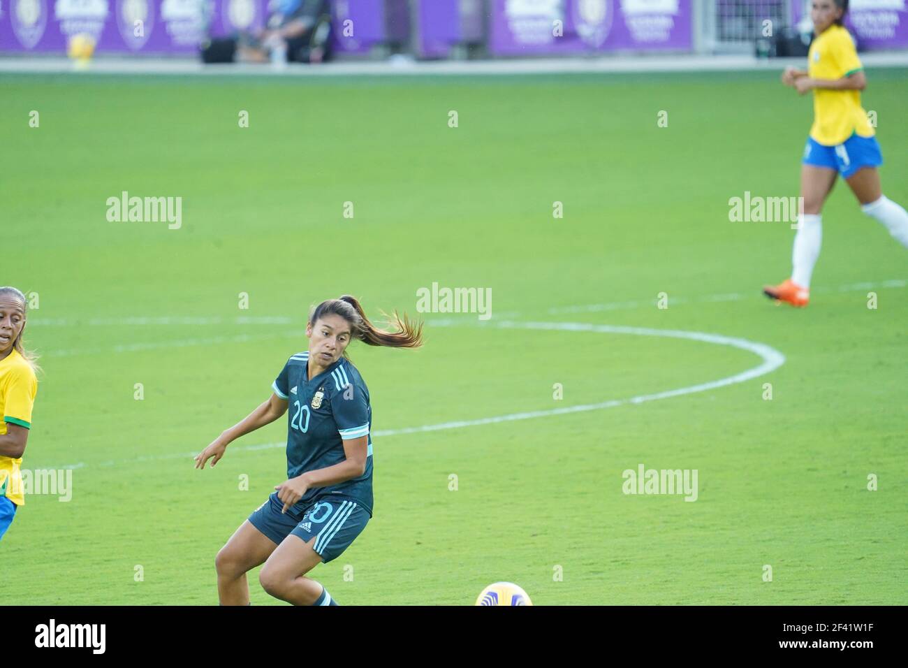 Orlando, Florida, USA, February 18, 2021, Brazil face Argentina during the SheBelieves Cup at Exploria Stadium  (Photo Credit:  Marty Jean-Louis) Stock Photo