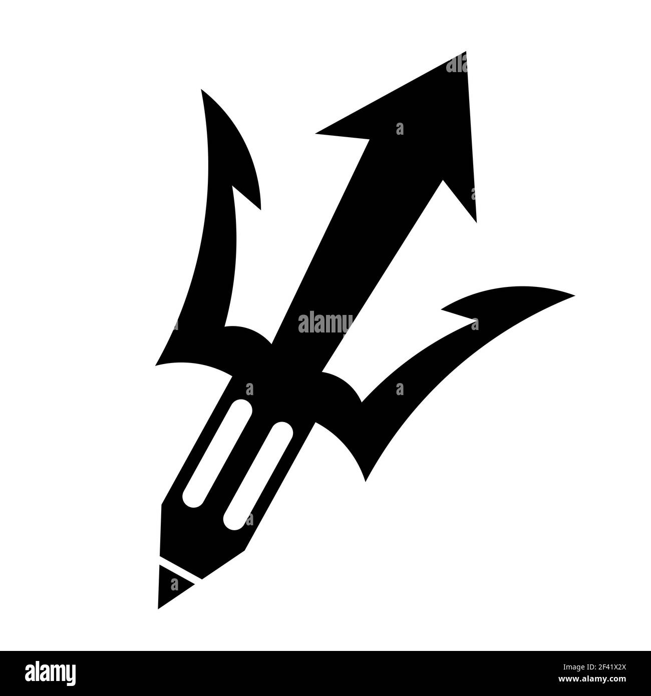 Vector illustration of a black trident symbol writer with a pencil logo design element Stock Photo