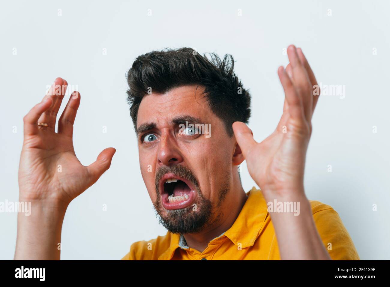 The man is afraid of fear Stock Photo - Alamy