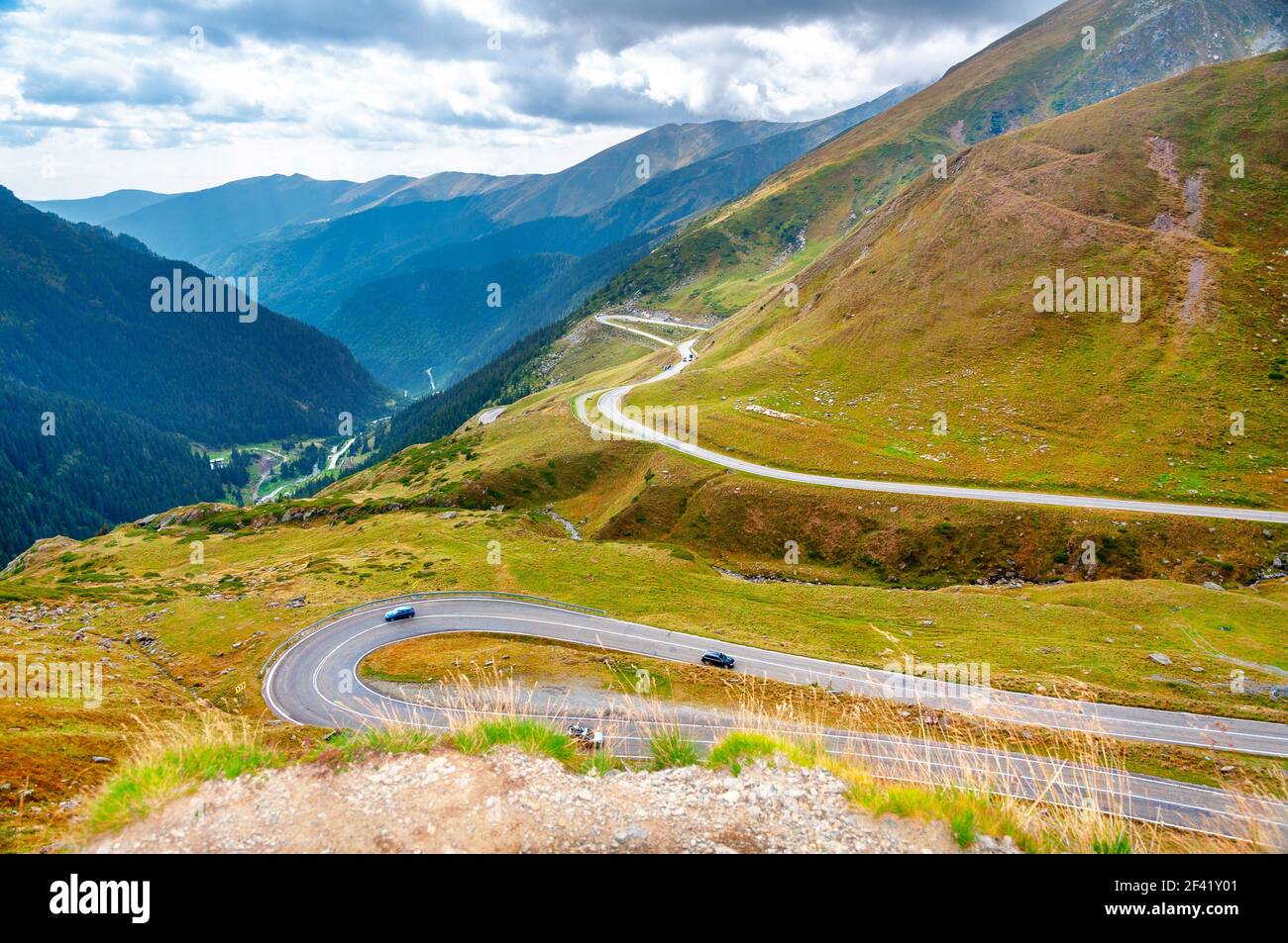 Transfagarasan Highway (Transfagarash), the most beautiful and dangerous road in Europe, Romania. Carpathian mountains, Fagaras ridge. Stock Photo