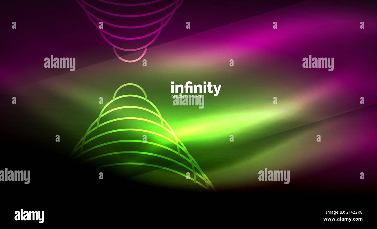 Abstract wave on dark background, shiny glowing neon digital background ...