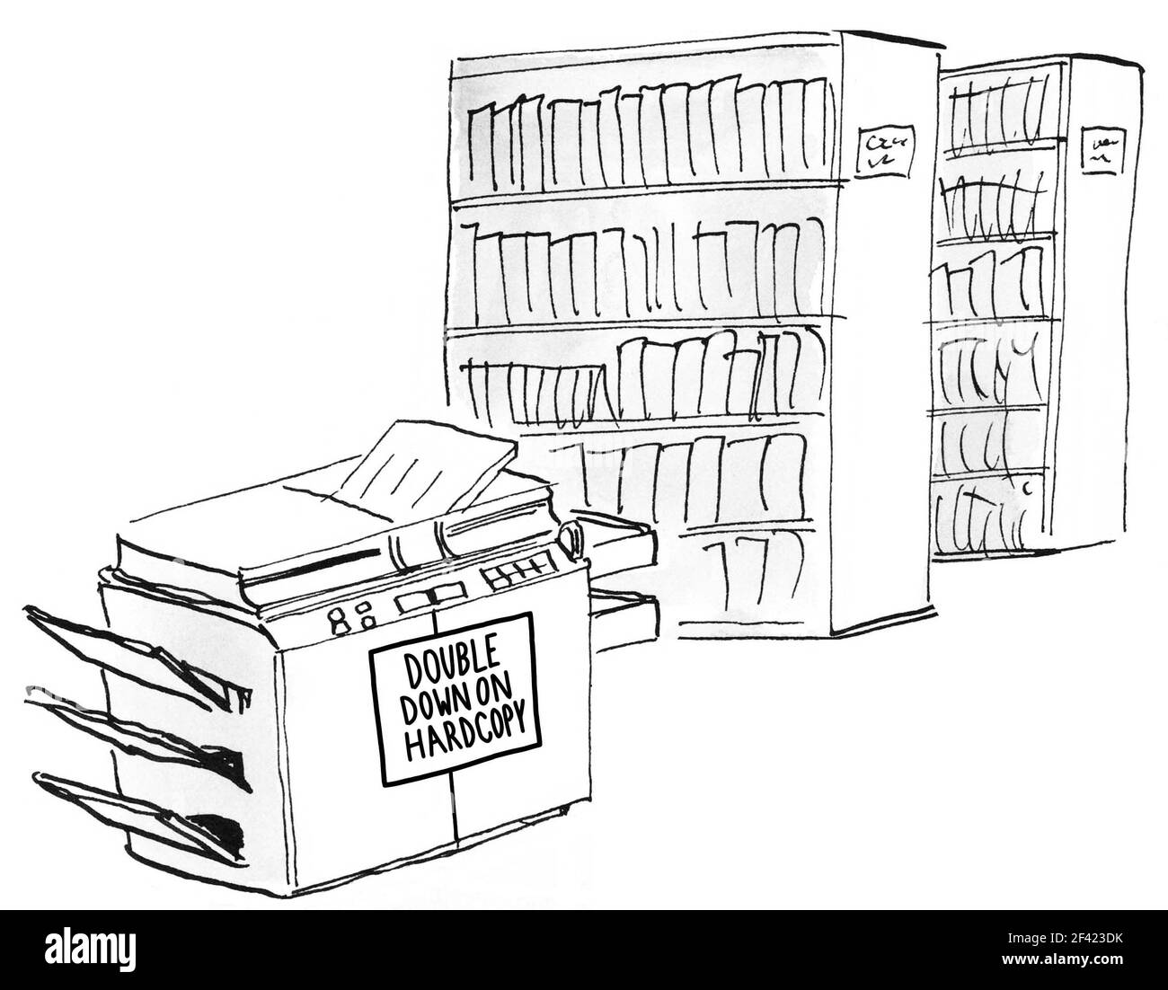 Copier has sign that discourages users Stock Photo Alamy