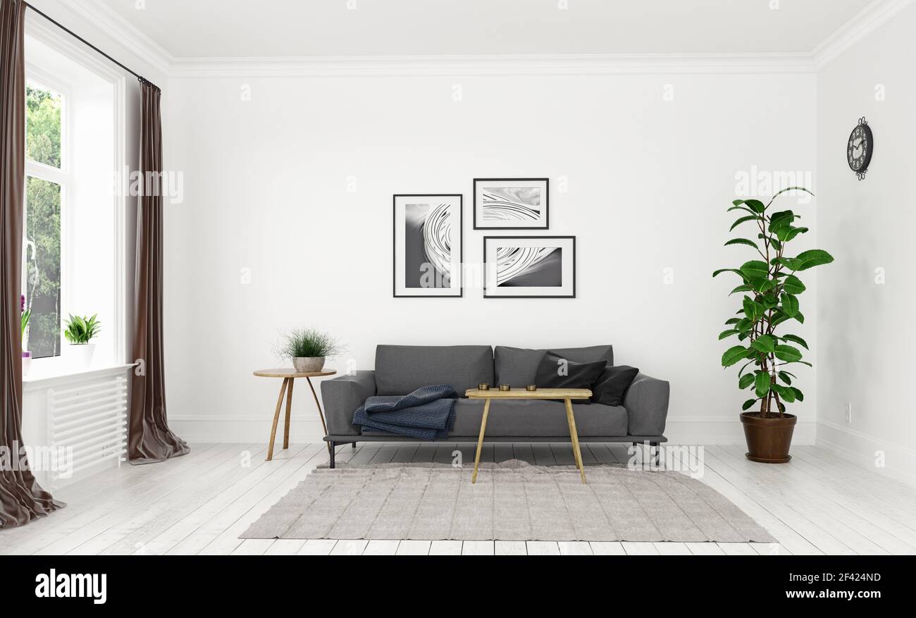 Curated visual reference: Visual Reference: Modern Living Room Scandinavian Interior Design 3D Rendering Concept