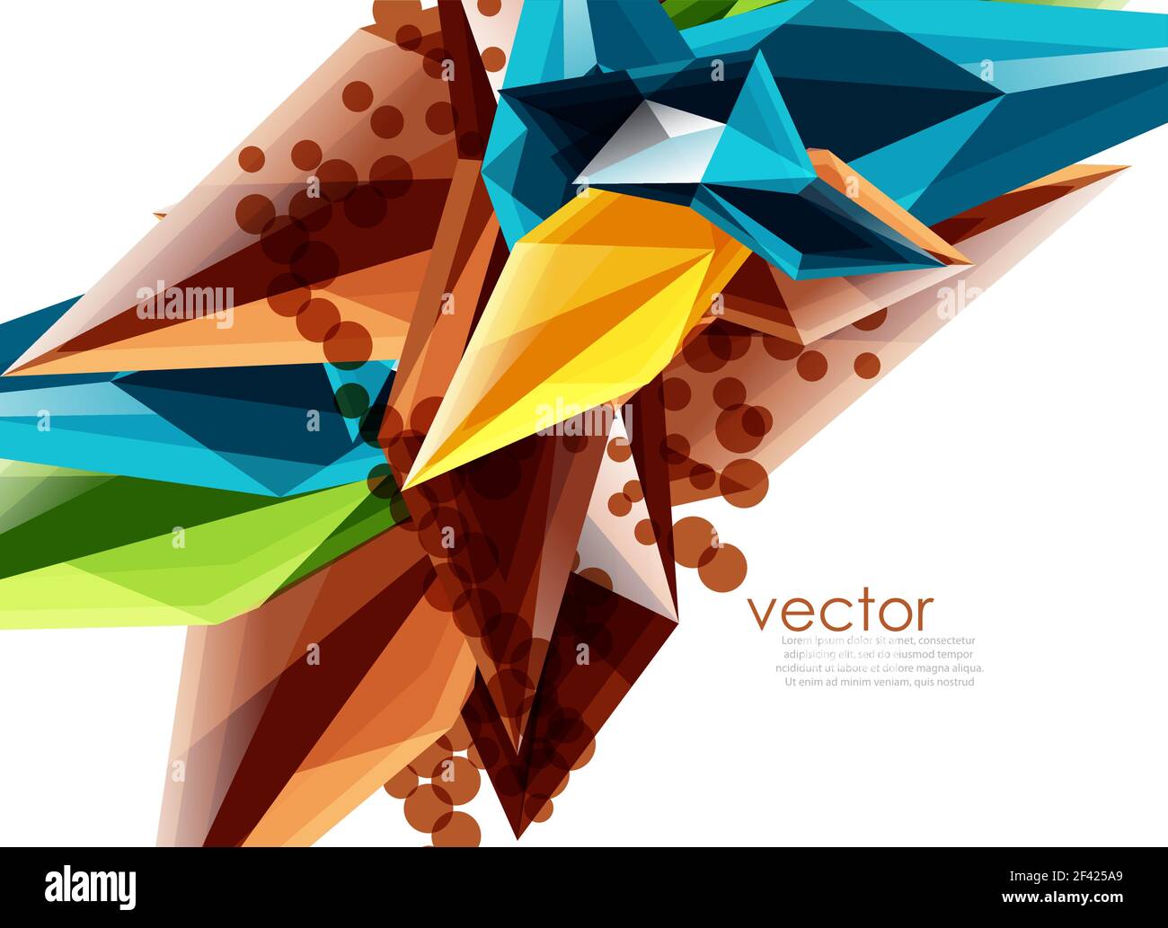 Color glass crystals on white background, geometric abstract