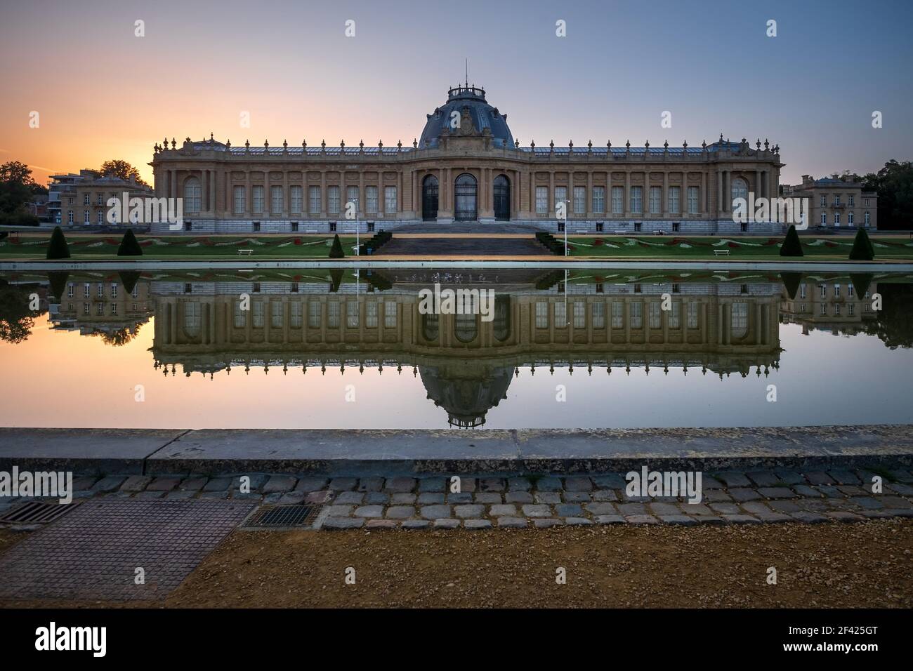 Sunset over the Royal Museum for Central Africa in Tervuren, Belgium. Stock Photo