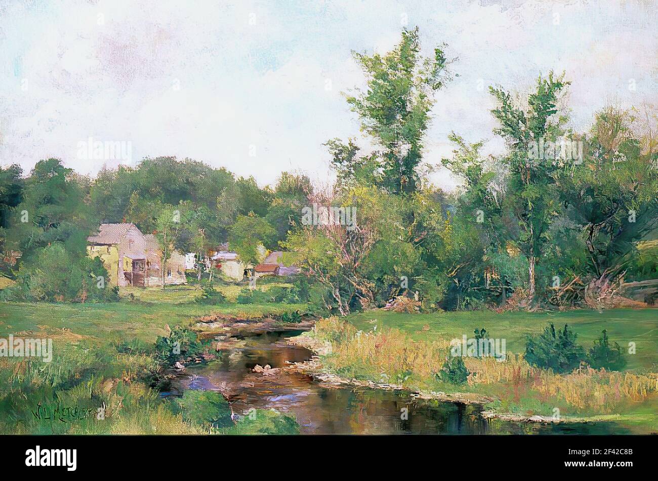 Willard Metcalf - Farm Scene Stock Photo - Alamy