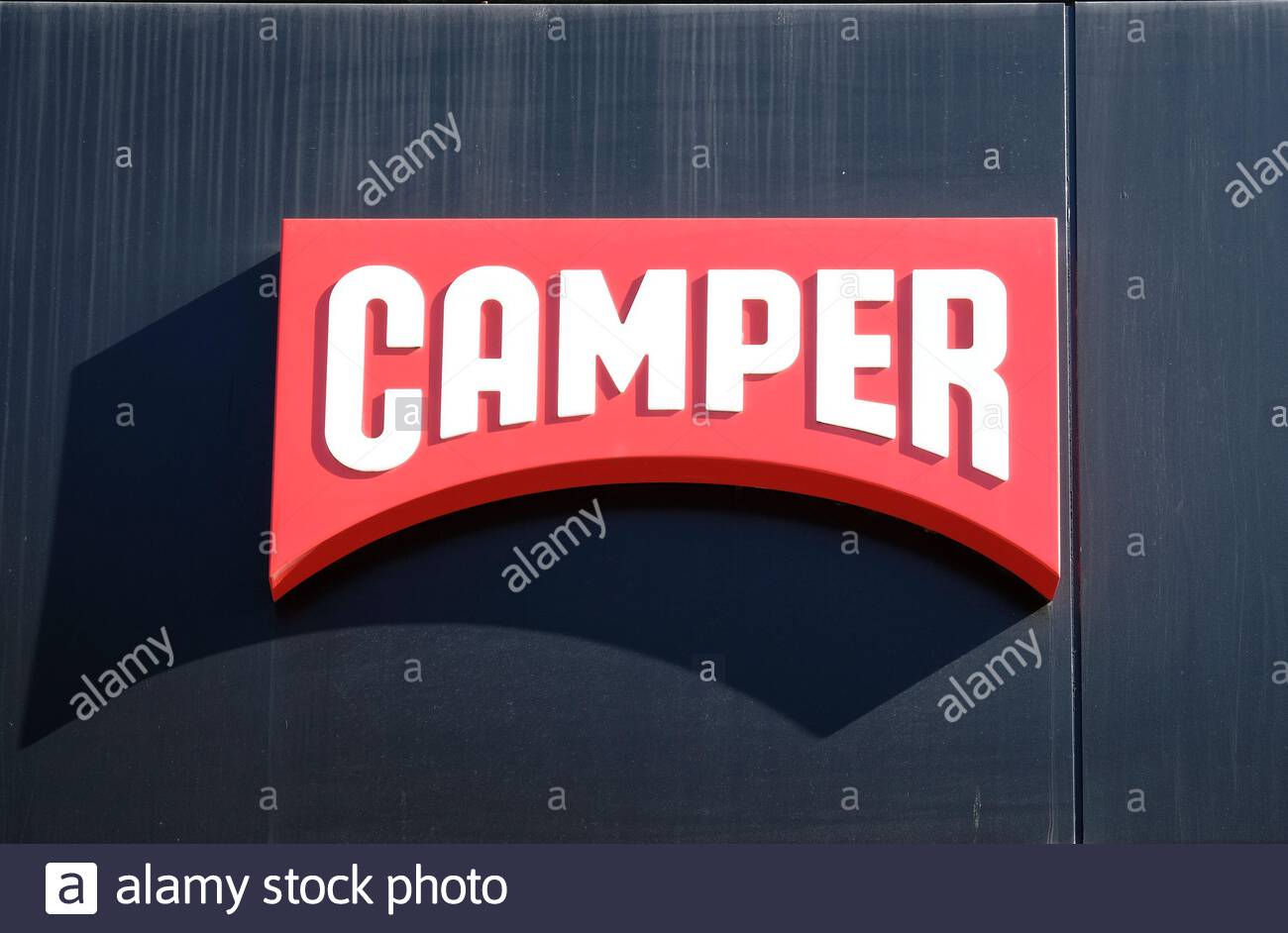 Camper, shoe shop sign Stock Photo - Alamy