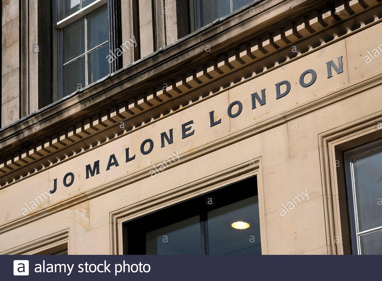 Jo Malone London sign, retailer of perfumes and scents, George Street, Edinburgh Scotland Stock Photo