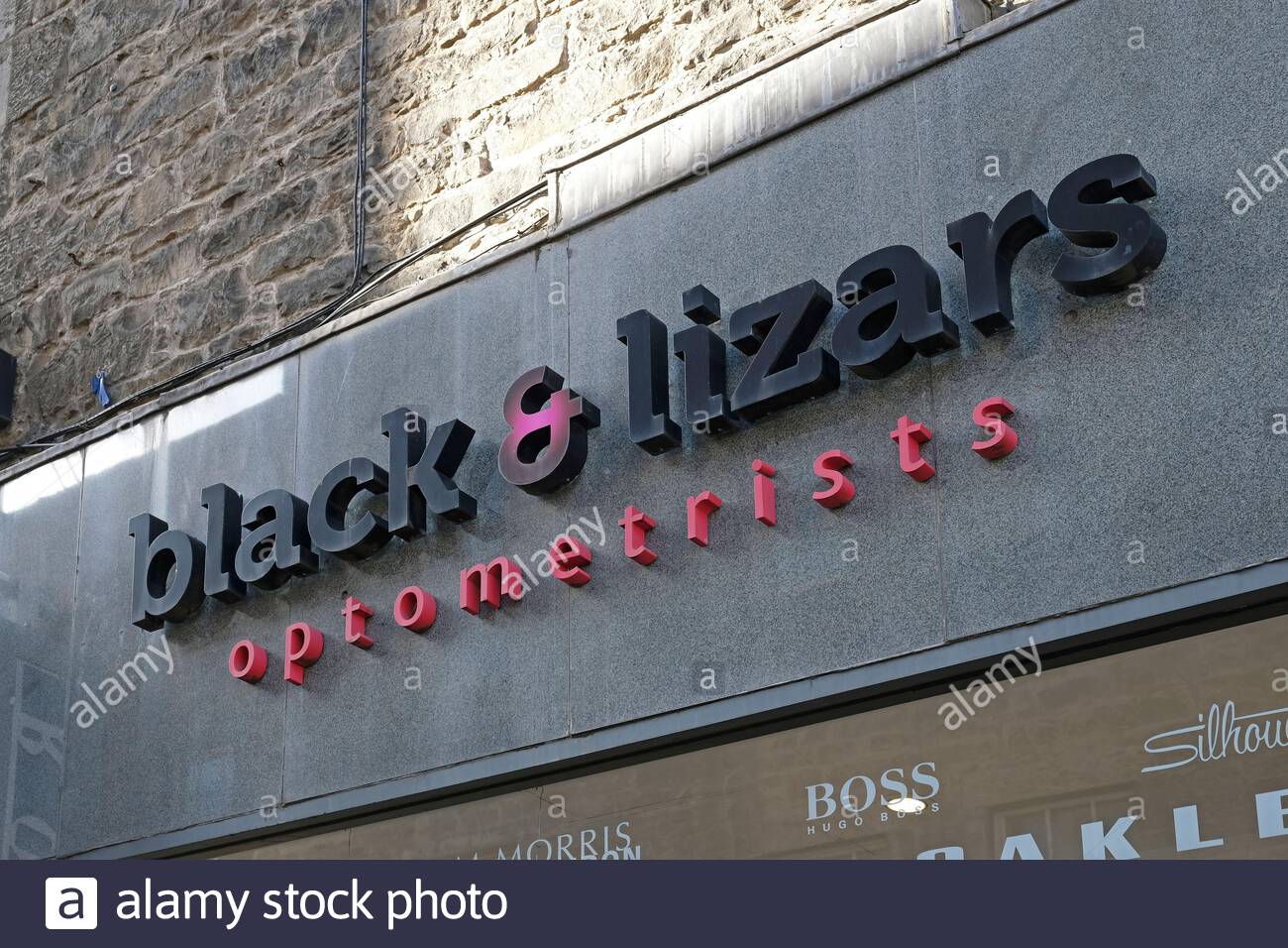 Black & Lizars optometrists sign, Edinburgh, Scotland Stock Photo Alamy