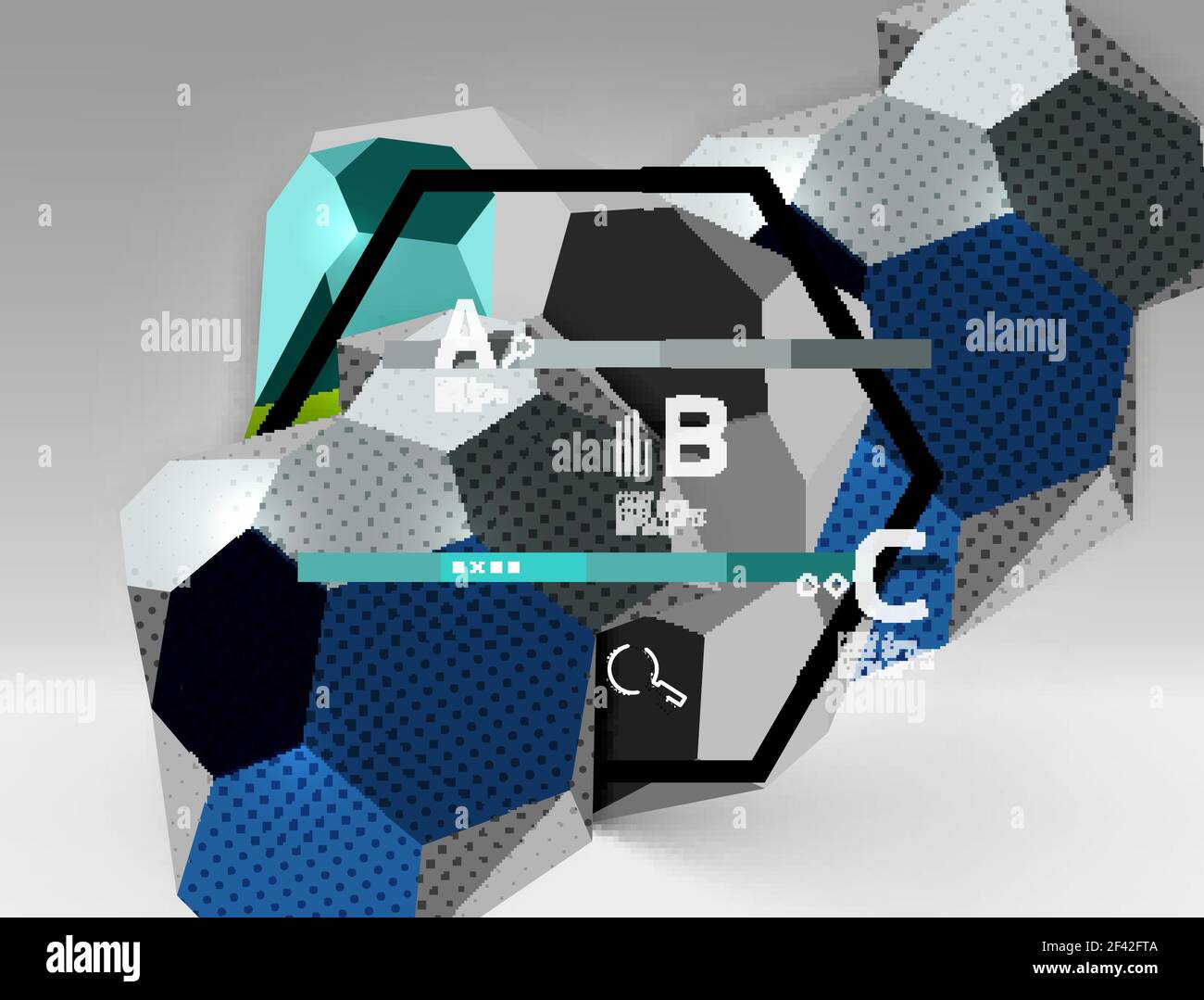 3d hexagon geometric composition, geometric digital abstract background ...