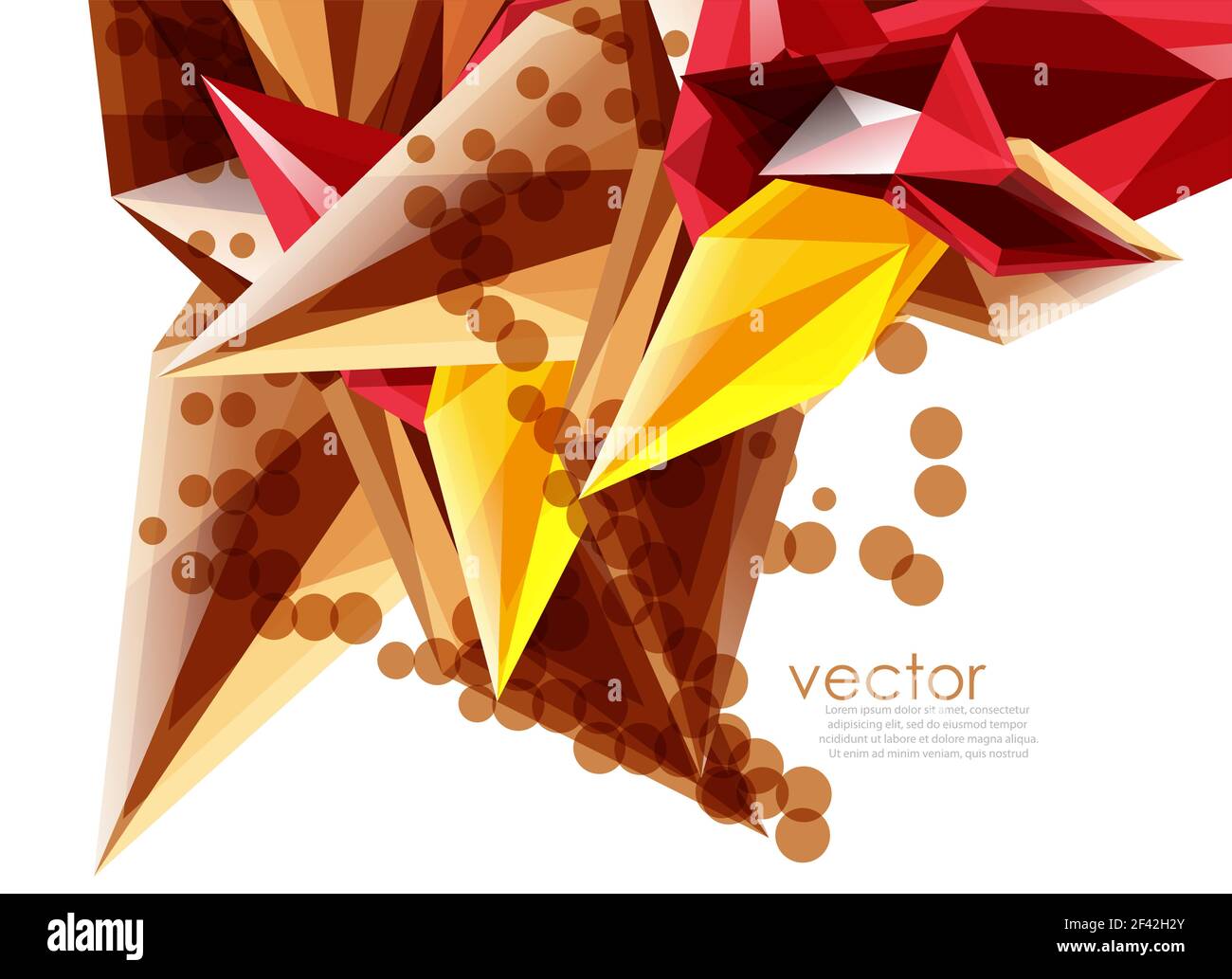 Color glass crystals on white background, geometric abstract