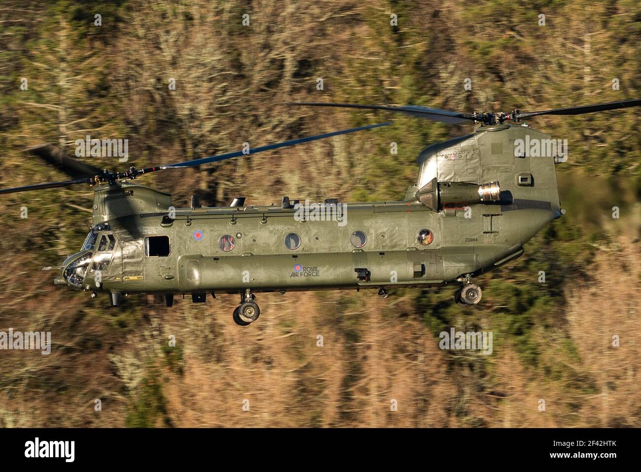 Chinook Low Level in the Mach Loop Stock Photo