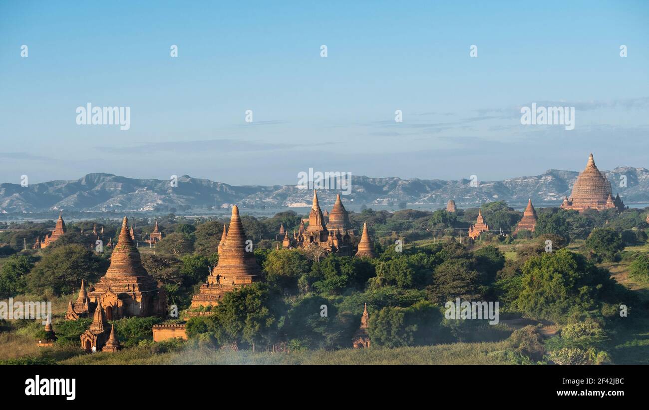 Ancient Buddhist temples in Old Bagan, Myanmar (Burma). Stock Photo