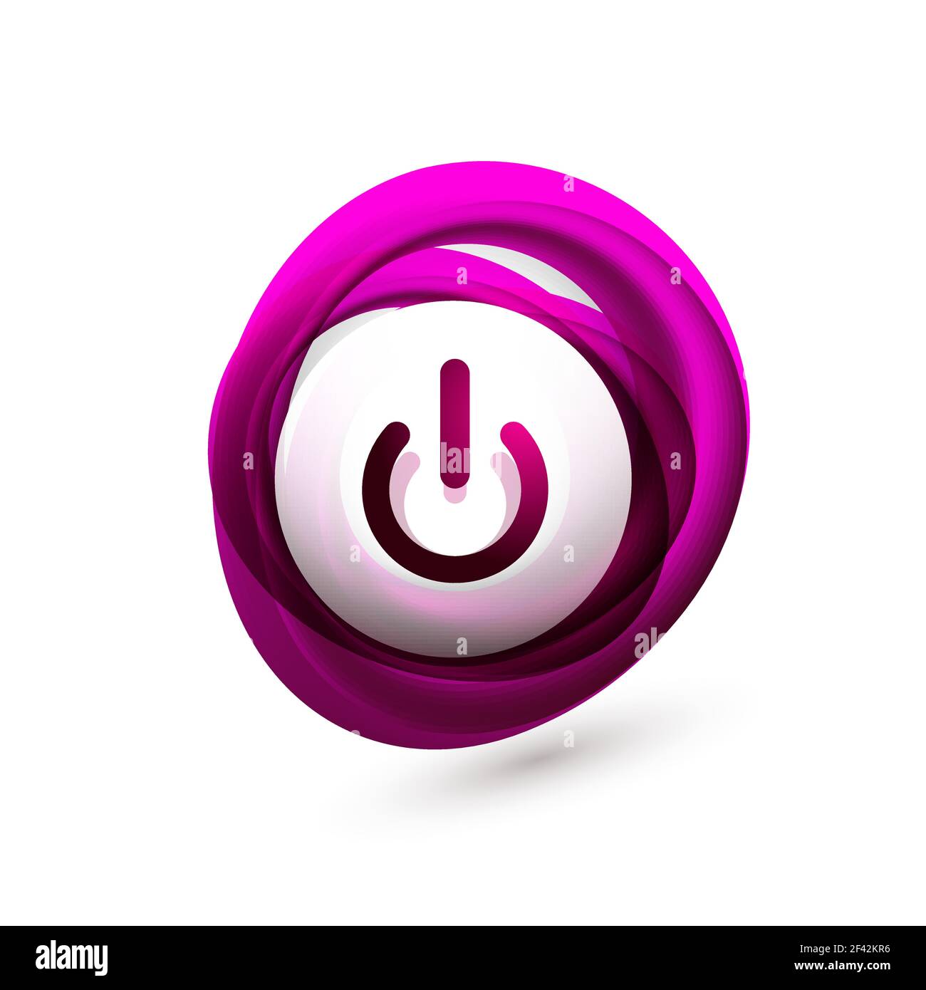 Glass transparent effect power start button, on off icon, vector UI or ...