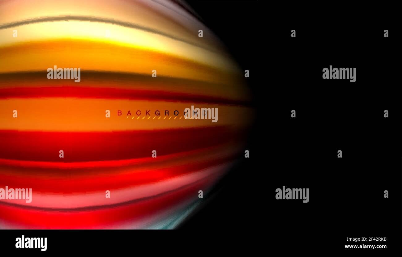 Fluid wavy multicolored lines on black. Fluid wavy multicolored lines on black, vector background, dynamic motion pattern Stock Vector
