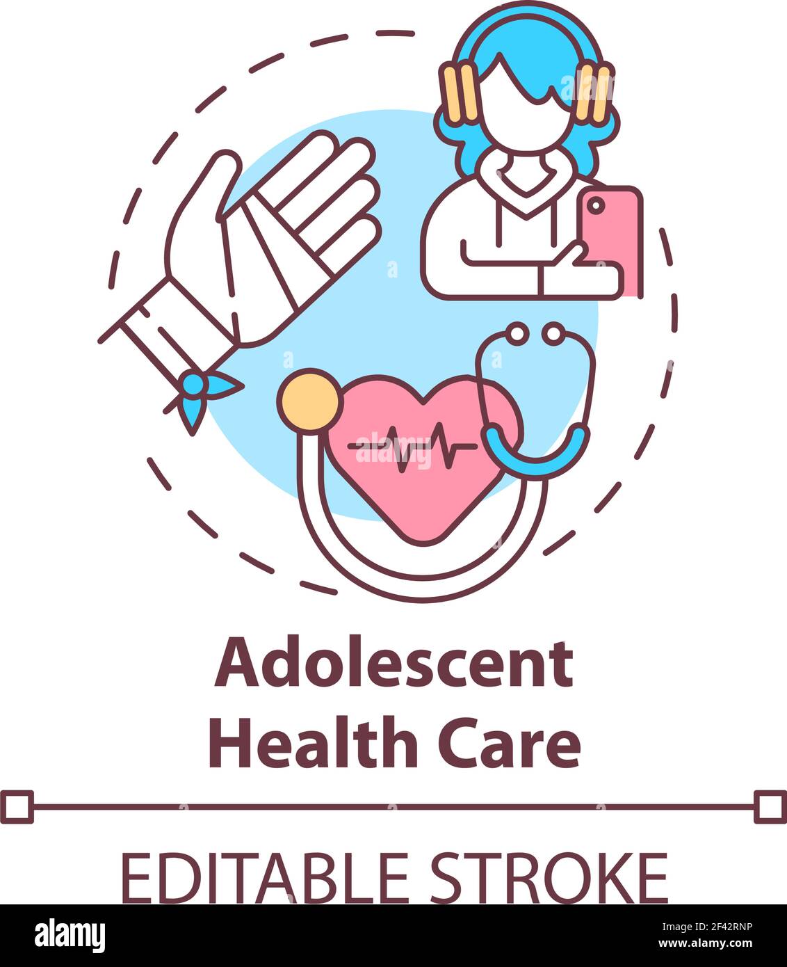 Adolescent health care concept icon Stock Vector