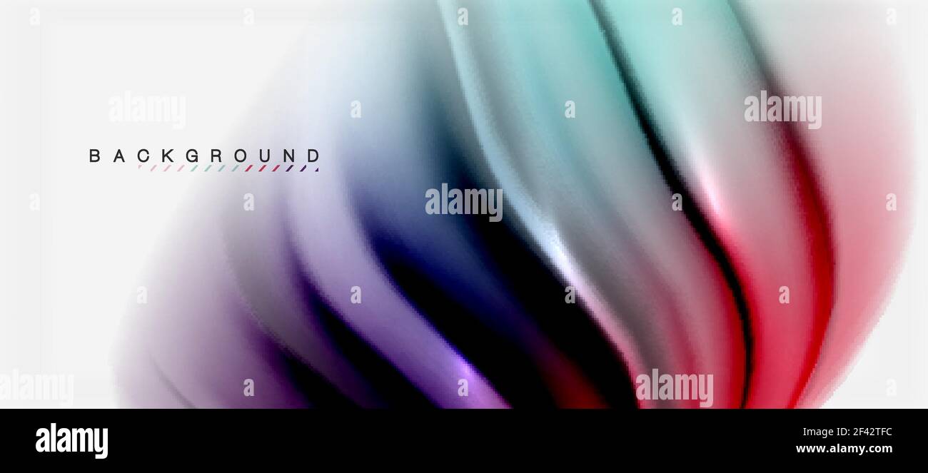 Blurred fluid colors background, abstract waves lines, vector illustration. Blurred fluid colors background, abstract waves lines, mixing colours with light effects on light backdrop. Vector artistic illustration for presentation, app wallpaper, banner or posters Stock Vector