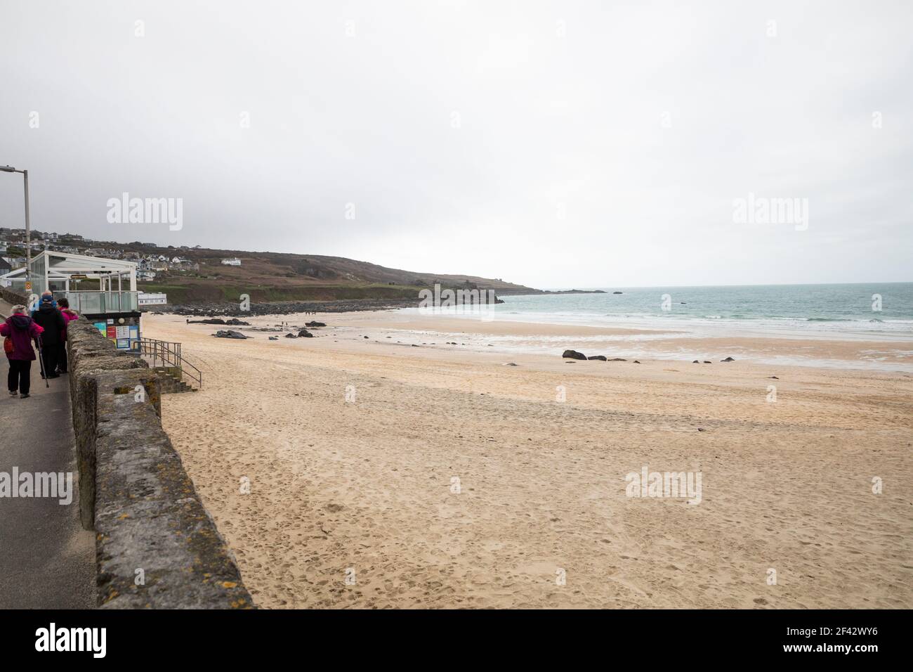 A view across Porthmeor Beach in St Ives, Cornwall, UK Stock Photo
