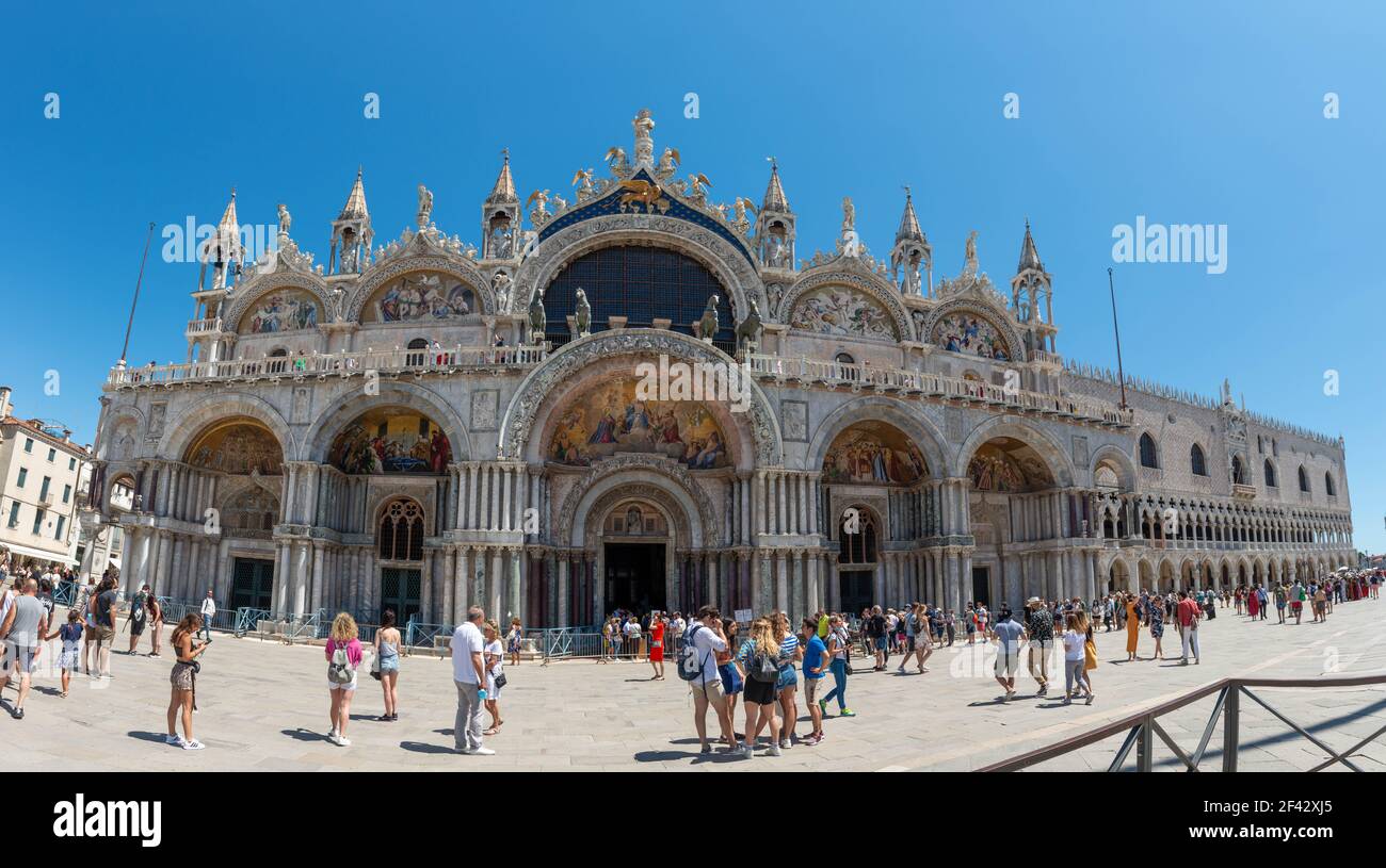 venice italy july 18 2020: st mark's basilica of venice on a clear and sunny day Stock Photo