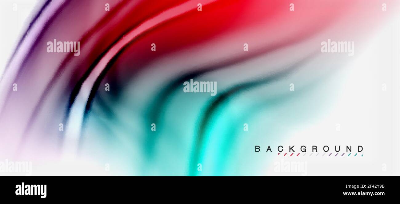 Blurred fluid colors background, abstract waves lines, vector illustration. Blurred fluid colors background, abstract waves lines, mixing colours with light effects on light backdrop. Vector artistic illustration for presentation, app wallpaper, banner or posters Stock Vector