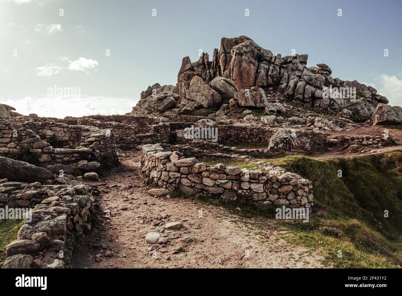 Historical ruins of the Celts in the Castros de Baroña Stock Photo