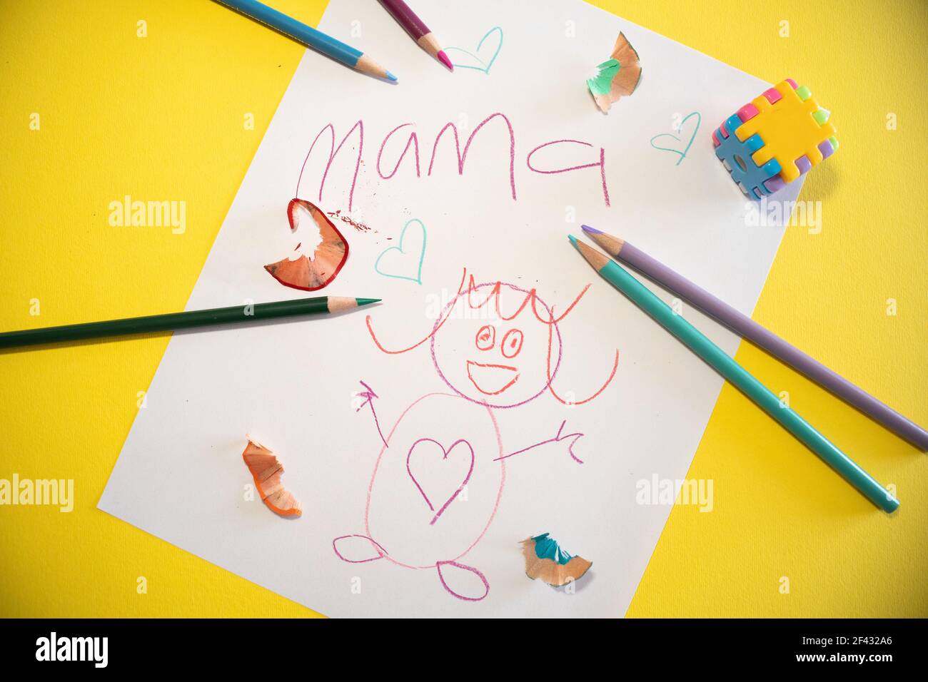 Colorful Drawing Spanish Mother S Day Card With Words Happy Mother S Day Stock Photo Alamy