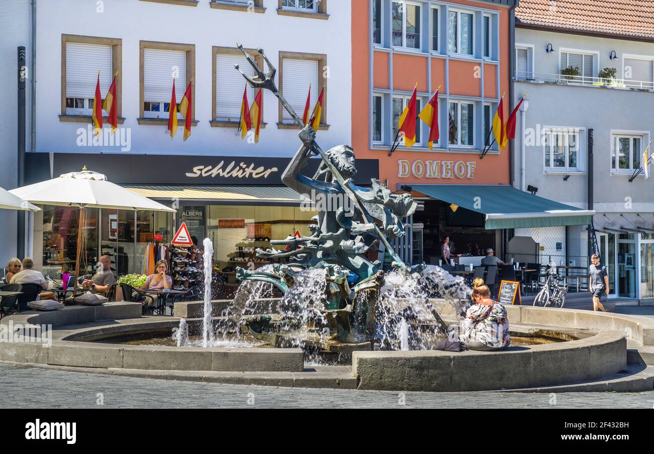 Neptune's Fountain at the market square of Paderborn, North Rhine