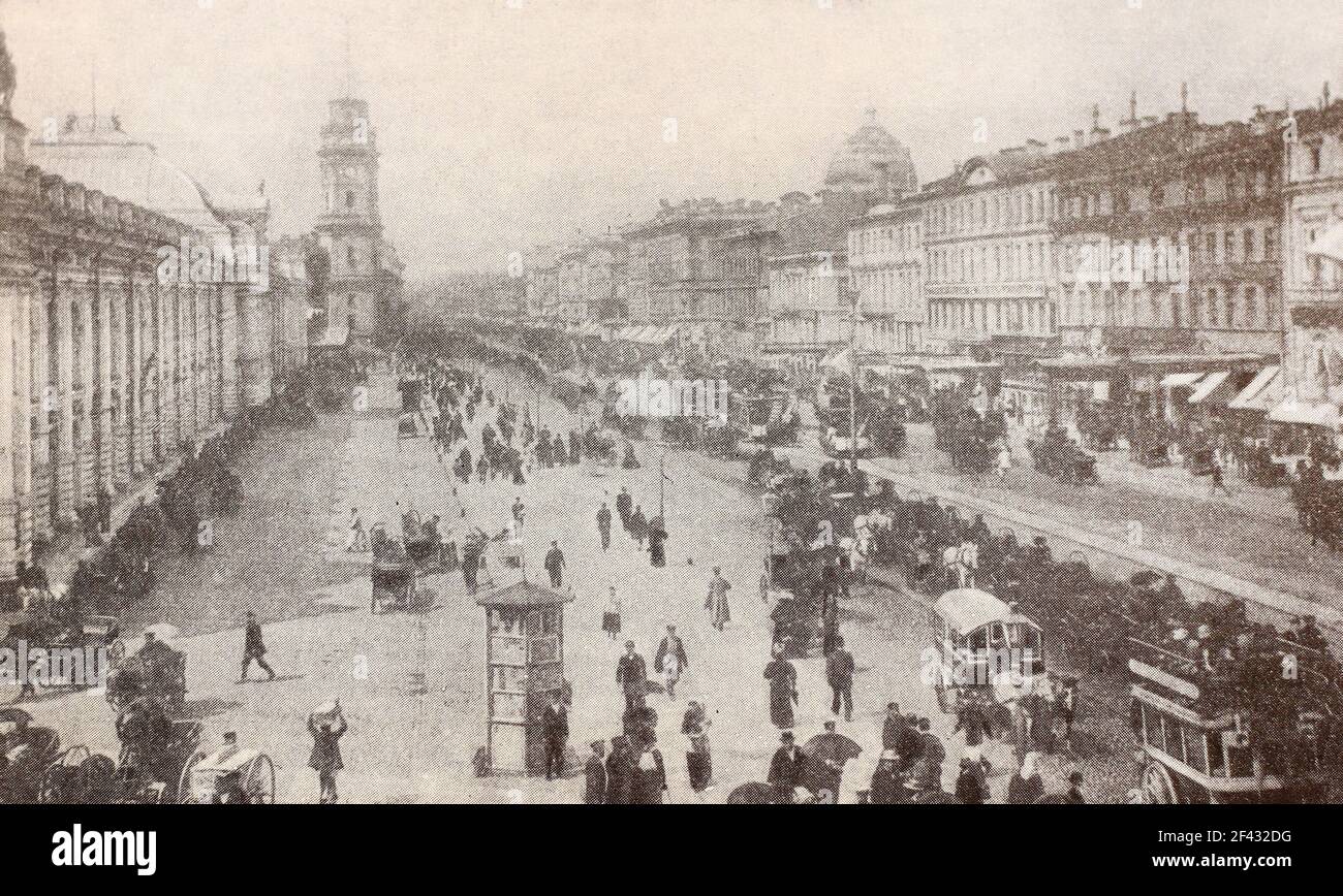 Nevsky Prospect in St. Petersburg in the 19th century. Stock Photo