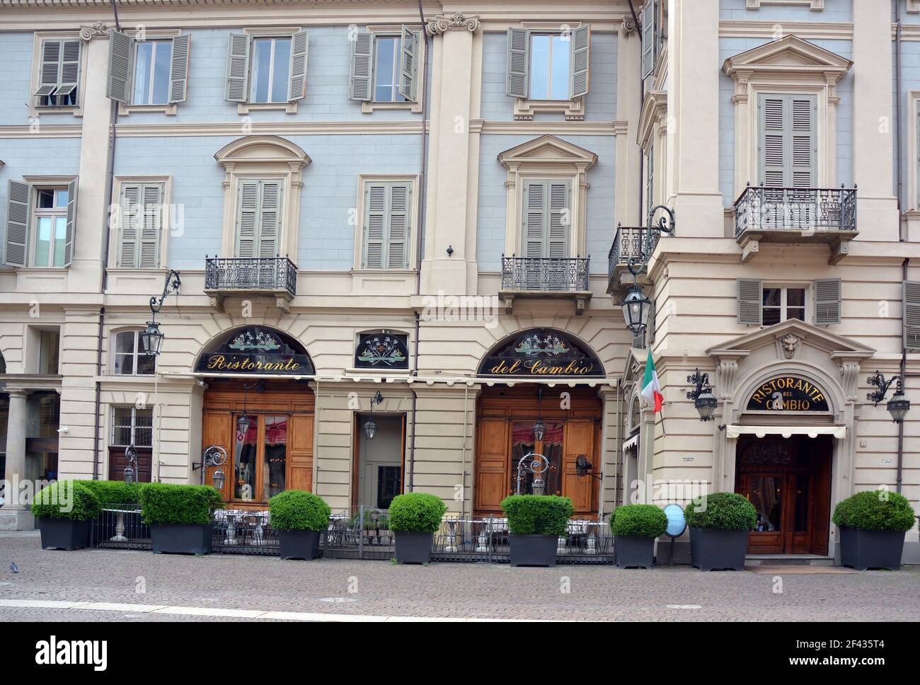 Turin, Piedmont, Italy-04/21/2019-The historic restaurant Del Cambio. Stock Photo