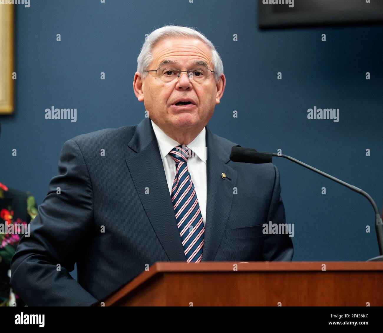 U.S. Senator Bob Menendez (DNJ) speaks at the introduction of the