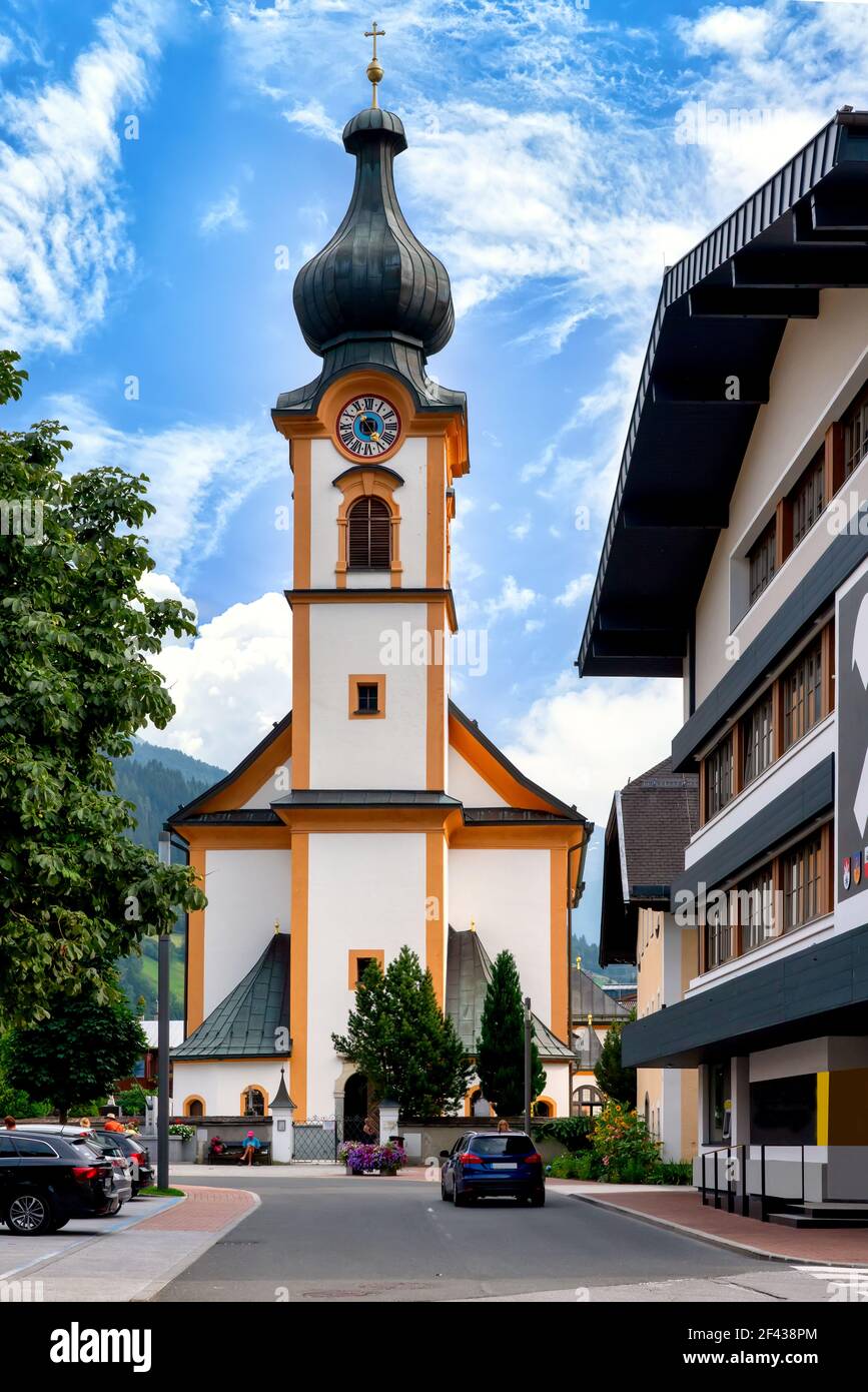 Parish church Mittersill/ Pfarrkirche Mittersill in the austrian alps, Europe Stock Photo