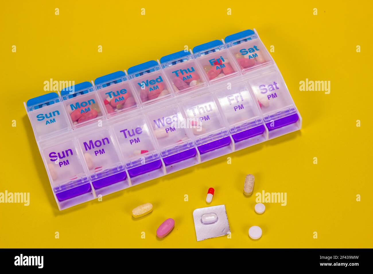 Weekly Morning & Evening Pill Box Container Stock Photo Alamy