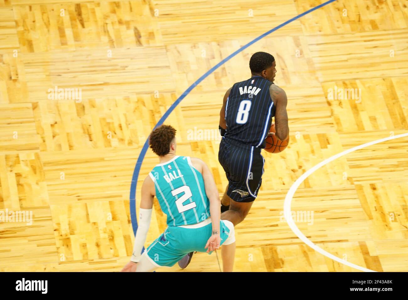 Orlando, Florida, USA, January 25, 2021, Charlotte Hornets face the Orlando Magic at the Amway Center  (Photo Credit:  Marty Jean-Louis) Stock Photo