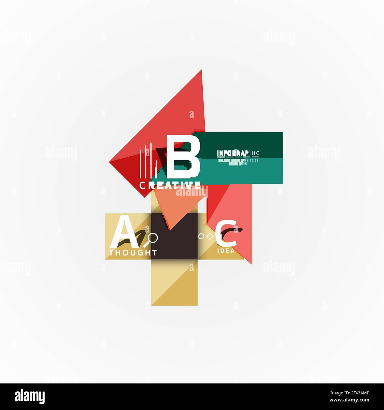 Abstract geometric option infographic banners, a b c steps process. Abstract geometric option infographic banners, a b c steps process. Vector illustration Stock Vector