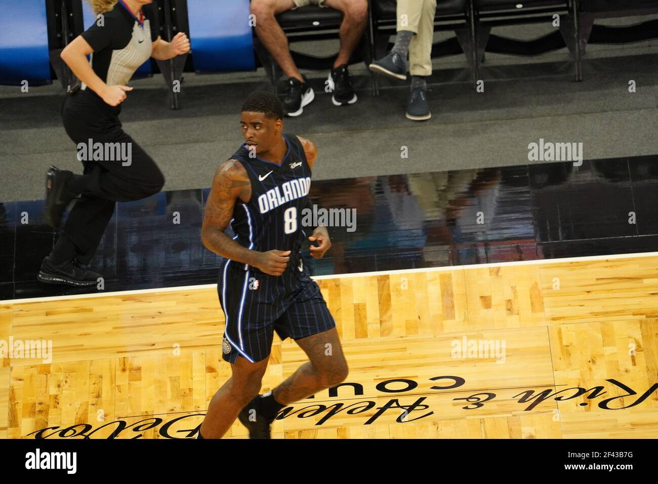 Orlando, Florida, USA, January 25, 2021, Charlotte Hornets face the Orlando Magic at the Amway Center  (Photo Credit:  Marty Jean-Louis) Stock Photo